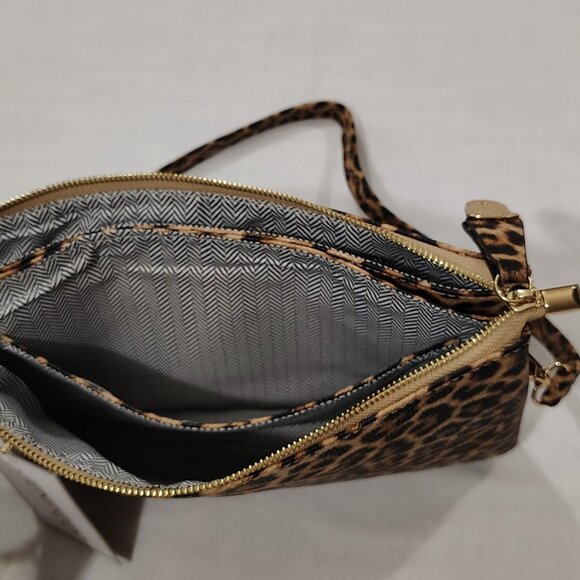 Jen & Co Riley Leopard Print Handbag Crossbody Strap Wristlet Vegan Leather NWT - Picture 5 of 16